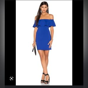 Susana Monaco Hanna Glacier Blue Ruffle Off Shoulder Dress S NWOT